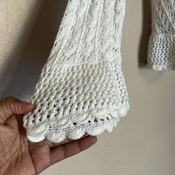 Point Elle cardigan sweater knit white sweater Size L - Picture 4 of 6
